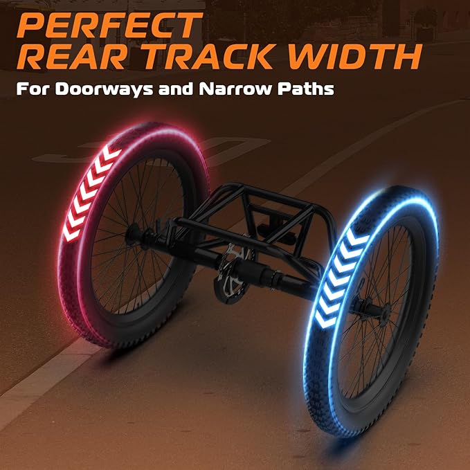 Vivi T01 20" x2.6 Fat Tire Electric Tricycle for Adults, 750W Peak 20'' Folding 3 Wheels Electric Bike, 95% Pre-Assembled, Speed Differential, 15.5MPH Eletric Trike with Bracket