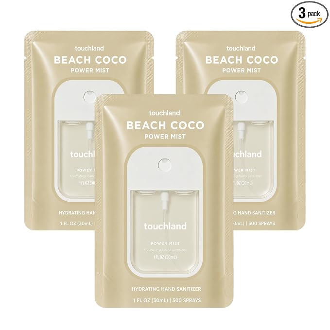 Touchland Hand Sanitizer Spray, Beach Coco Trio - 3 x 1 FL OZ
