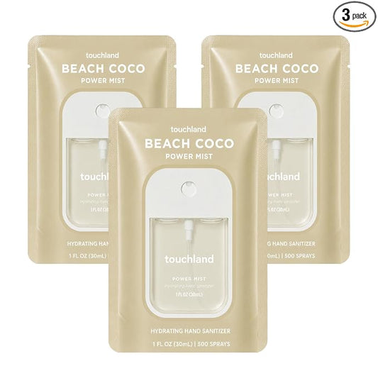 Touchland Hand Sanitizer Spray, Beach Coco Trio - 3 x 1 FL OZ