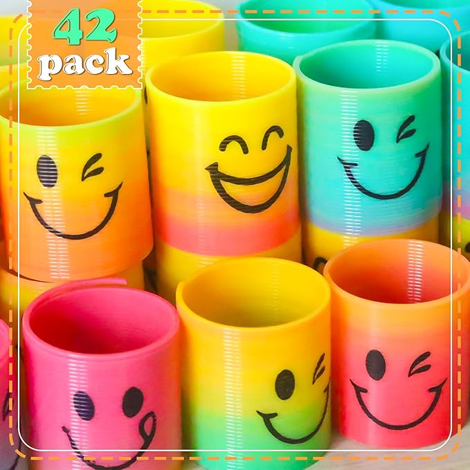 42 Pack Mini Spring Party Favors Toys Magic Fidget Stress Coil for Favor Carnival Prize Birthday Goodie Bag Stuffers for Kids Boys Girls