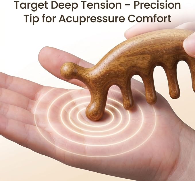 Melune Green Sandalwood Scalp Massager, Dolphin-Shaped Manual Head Massager with Rounded Wooden Teeth, Handheld Massage Tool for Scalp, Neck, Face and Daily Relaxation, Portable Self Care Gift