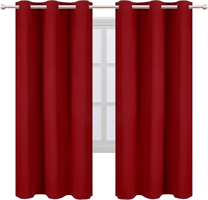 LEMOMO Red Thermal Blackout Curtains/42 x 72 Inch/Set of 2 Panels Room Darkening Curtains for Bedroom