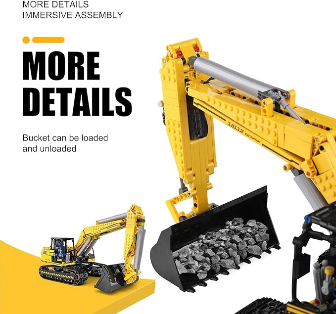 Mould King 13112 RC Excavator Building Set for Boys, 1830 Pieces Building Blocks APP Remote Control Truck Construction Vehicles Model with Motor, STEM Engineering Toys for Kids