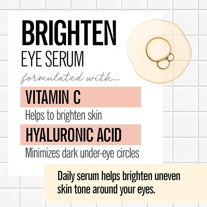 Valjean Labs Brighten Eye Serum with Vitamin C + Hyaluronic Acid | Helps Minimize Dark Circles and Even Skin Tone | Paraben Free (1 oz)