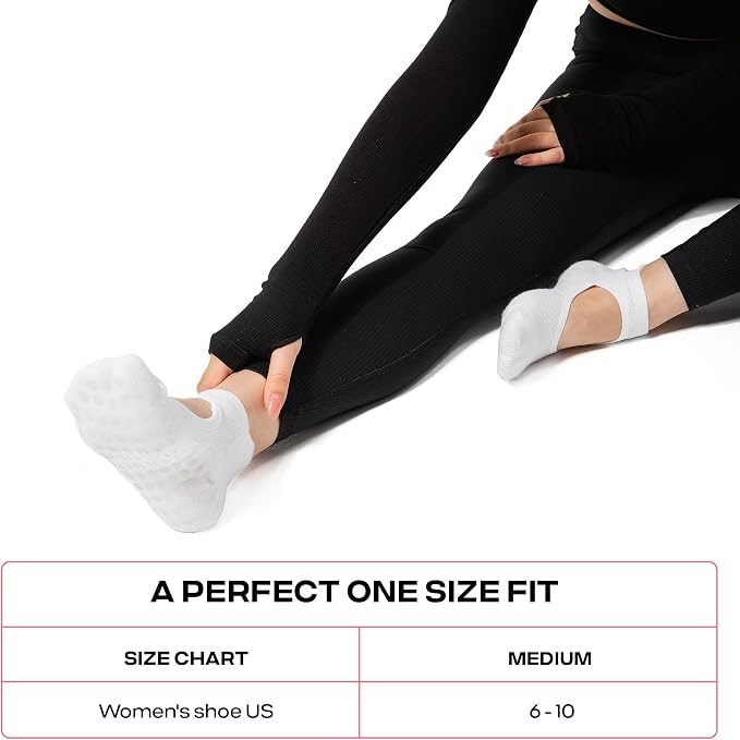 COOLMATE Pilates Socks with Grips for Women, Yoga Socks, Crew Non Slip Women for Barre, Pilates Gifts for Women