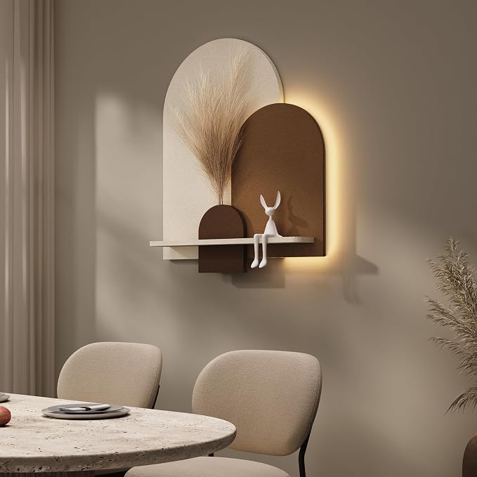 3D Textured LED Arched Modern Wall Art Decor for Living Room, 30x36 Inch | Sandstone Texture, with Remote control, Brown And Beige, Backlit Lighted, Artwork for walls, for Hallway, Dining room