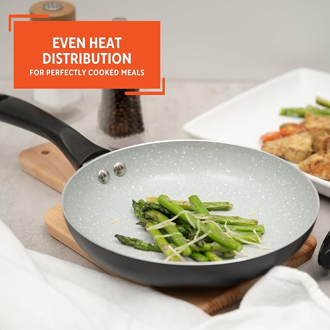 IMUSA 8 Inch Premier Cera Aluminum Speckled Gray Ceramic Fry Pan | Cookware with Nonstick Surface, PTFE-Free, Lightweight, Ideal for Eggs, Meat, Fish, Versatile Skillet
