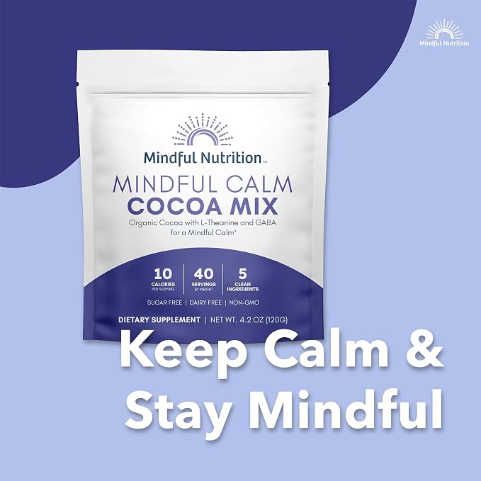 Mindful Nutrition Mindful Calm Sugar Free Hot Chocolate Mix - 40 Servings - Anti-Stress Drink Mix Powder Sleepy Cocoa Nighttime Relaxation Natural Sleep Aid