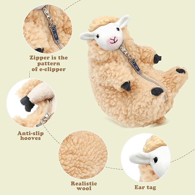 AGRIMONY Cute Shaved Sheep Stuffed Animals,Small Plushies Kawaii Lamb Plush Toys, Easter Valentines Mothers Day Birthday Christmas Funny Gifts Sheep Decor for Kids Girls Boys Teens Women