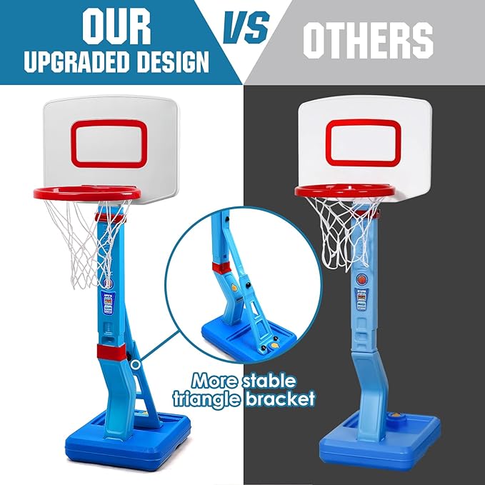 SUPER JOY Toddler Basketball Hoop - Height Adjustable Kids Hoop for Indoor & Outdoor Play - Portable Mini Basketball Goal for Poolside- Game Sport Toy for Boys & Girls Age 1 2 3 4 5