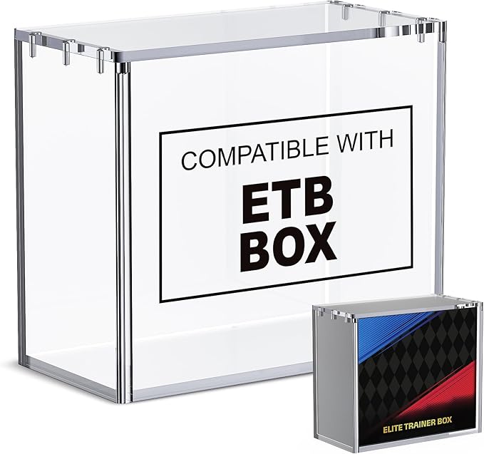 ETB Protector Case, 8mm + 5mm Thick Clear Acrylic Display Box with Strong Magnetic Lid, Moisture Resistant, Sturdy Storage & Display, Compatible with Elite Trainer Box (Box Not Included)