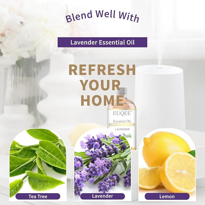 EUQEE Lavender Essential Oil 118mL Lavender Oil Large Capacity Essential Oil with Glass Dropper for Diffuser, DIY Candle - 4Fl. Oz