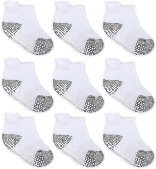 Zaples Baby Non Slip Grip Ankle Socks with Non Skid Soles for Infants Toddlers Kids Boys Girls