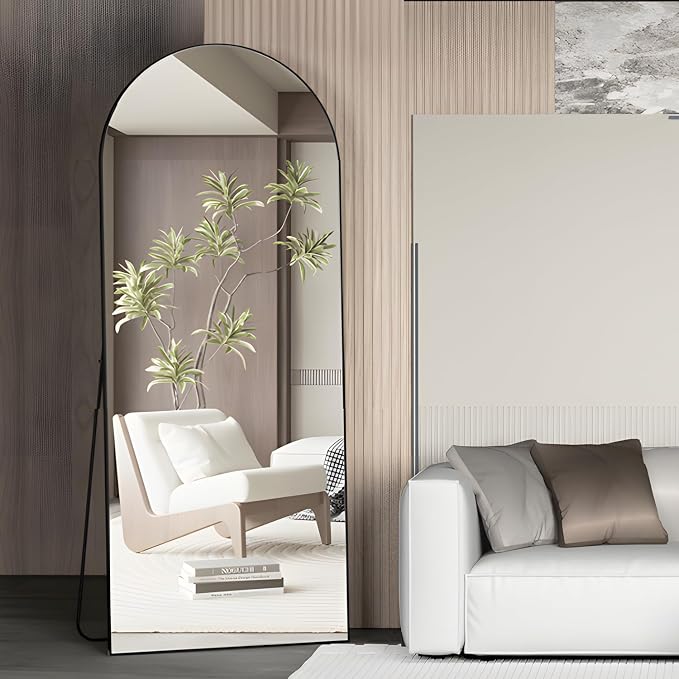 Full Length Mirror 71"x25" Arch Mirror Floor Mirror with Stand Wall Mirror Black Arched Full Body Mirror Standing Hanging or Leaning Against Wall Bedroom Mirrors for Entry, Living Room