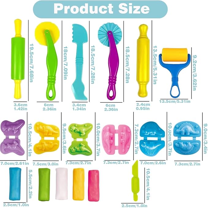 Unleash Creativity with 6 Unique Dino Molds Dough Toys and 6 Pcs Play Dough Tools Accessories Set Whit 5 Bright Color