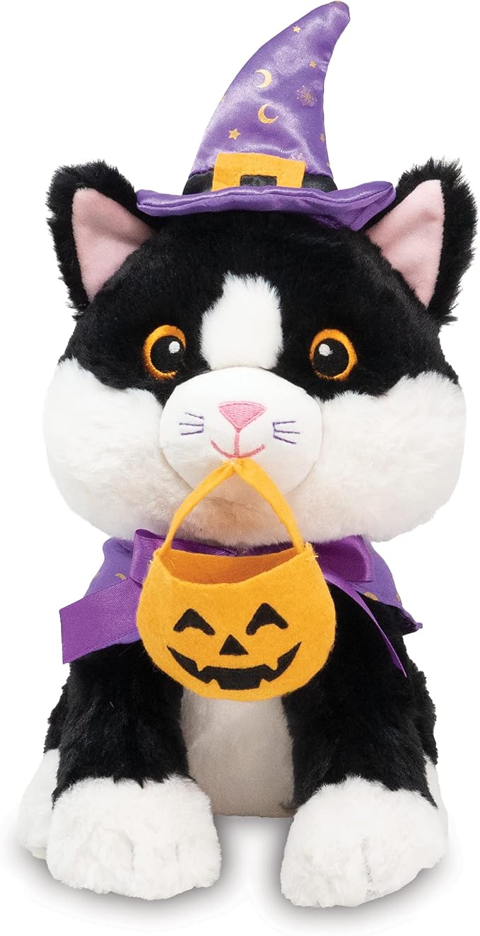 Cuddle Barn - Spook Jr & Trick-or-Treat Tammy Bundle of 2 | Halloween Animated Tuxedo Cat & Singing Ghost |Stuffed Animal Plush Toy