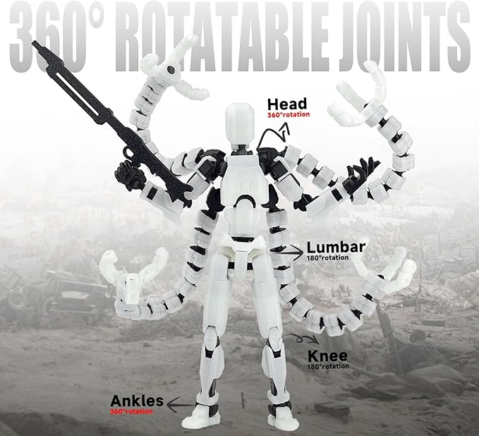 Already Assembled T13 Action Figure Accessories,T13 Multi-Jointed Movable,for Collectors Desktop Decorations t-13 Movability 3D Printed Toys (Luminous, 5.5inch)