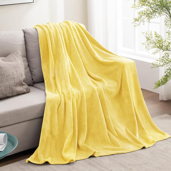 BEDELITE Fleece Blanket Soft Plush Twin Size Blanket Light Yellow 60"x80" | Ultra Soft Fleece, Plush Microfiber, Lightweight Warmth, All Season Comfort, Fade Resistant, Machine Washable, Couch Sofa Bed
