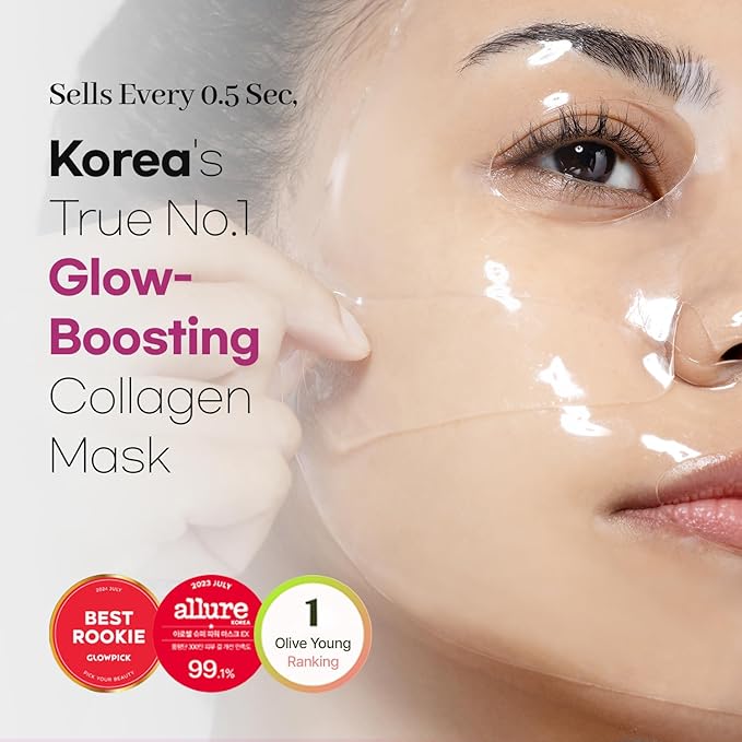 AROCELL Super Collagen Overnight Hydrogel Mask with Retinol & Stem Cell | Firming, Lifting, Plumping, Long-Lasting Glow | Korean Glass Skin Care | 43g x 4