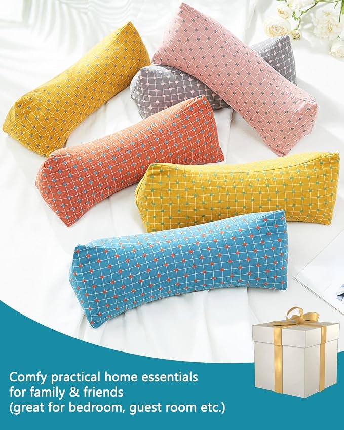 Wedge Contour Buckwheat Pillow for Neck Pain Relief, Ergonomic Triangle Neck Pillow for Side and Back Sleepers, Adjustable Breathable Pillow with Washable Cover 15.7"x5.9", Red