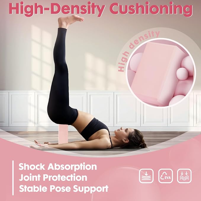 High-Density EVA Yoga Block – Hard & Thick (250g) Block for Yoga, Pilates, Dance Workout – Non-Slip Exercise Brick for Beginners, 9x6x4 Inches