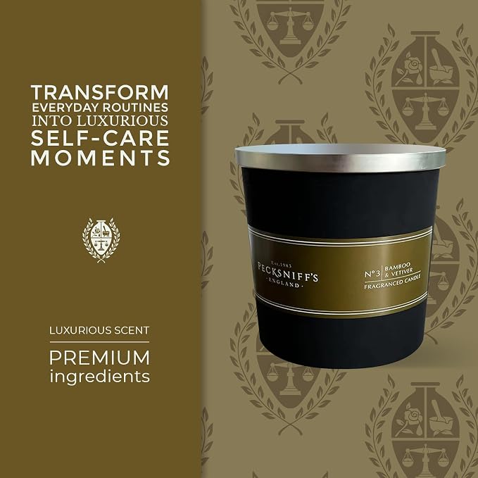 Pecksniff's Bamboo & Vetiver Candle | 3 Wicks, 550g/19.40oz