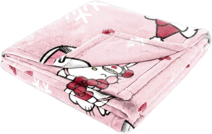 Jay Franco Christmas Plush Throw Blanket – 50x70 Inches Soft & Cozy Fleece Throw for Holiday Bedroom & Couch Décor, Official Licensed Product, Pink - Hello Kitty