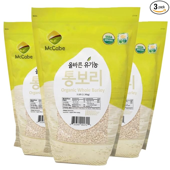McCabe Organic Regular Pearled Barley - Pearled Barley Organic | Rich with Fiber & Minerals | USDA and CCOF Certified | Product of USA | 3Lbs (Pack of 3)