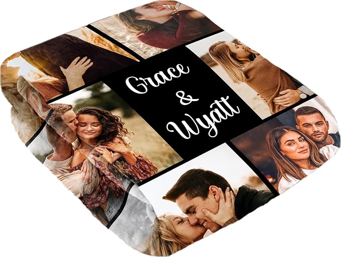 SHIPS NEXT DAY Custom Blanket with Picture Text Personalized Throws Blanket with Photos Customize Blanket Customizable Blankets Customized Gifts for Mom Dad Couple Girlfriend Boyfriend Wife Husband