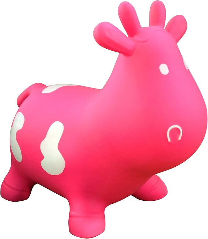 AppleRound Inflatable Ride-on Bouncy Animal Hopper – Horse, Cow or Unicorn – Kids Space Hopper Bouncer with Hand Pump – Jumping Toy for Indoor/Outdoor Play