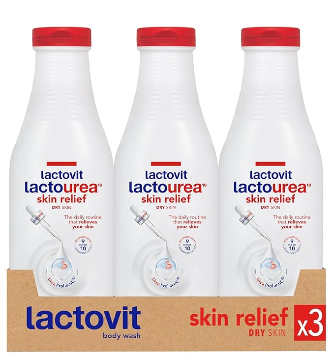Lactovit| Lactourea Body Wash | Hydrating Shower Gel for Dry Skin | With Urea ProLactiC10 Complex, Lactic Acid & Pure Urea | Soft & Youthful Skin | Dermatologist Recommended |3 x 600 ml