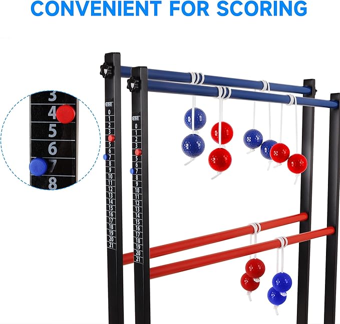 GSE Games & Sports Expert Premium Metal Ladder Ball Toss Game Set with Ladder Bolas & Carrying Case for Outdoor Backyard Lawn
