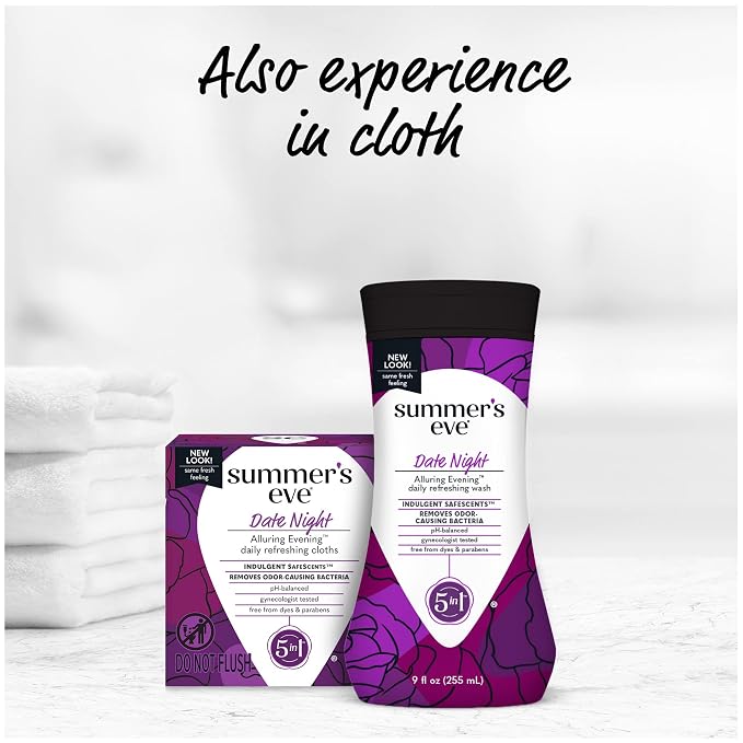 Summer’s Eve Date Night Alluring Evening Refreshing Daily All Over Feminine Body Wash, Removes Odor, Feminine Wash pH Balanced, 9 fl oz