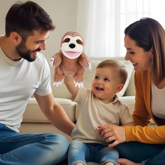 Animal Hand Puppets 11 Inch Sea Turtle Plush Dinosaur Animals Hand Puppet Toys Role-Play Toy Puppets for Kids Storytelling Imaginative Pretend Play Teaching Preschool(Sloth)