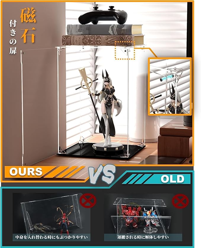 Clear Acrylic Display Case, Front-Open Door with Magnetic Buckle, Assemble Display Box, Dustproof Protection Showcase for Figures, Collections, Models, Toys (10x6x6 inch, 25x15x15 cm)