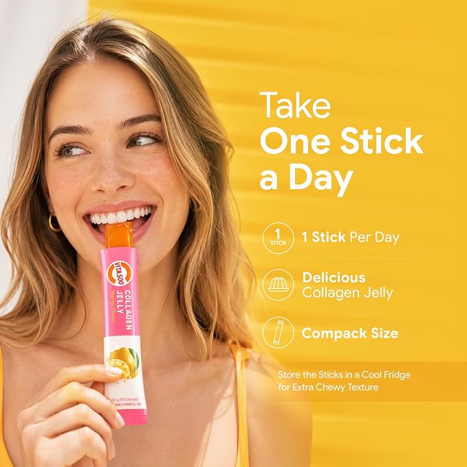 KWANGDONG Vita500 Marine Collagen Stick Jelly, Mango, 20g x 15 Sticks