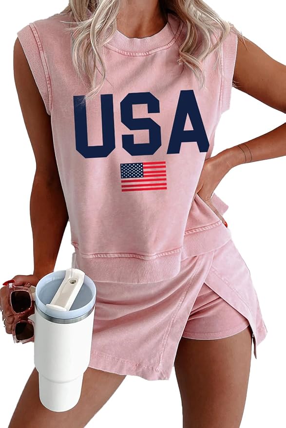 Women 2pc Mineral Wash Athletic Lounge Tank Skirt Set | Soft mineral wash cotton,Breathable.Relaxed lined split skirt.Ideal for travel,lounge,gym,workout casual daily wear