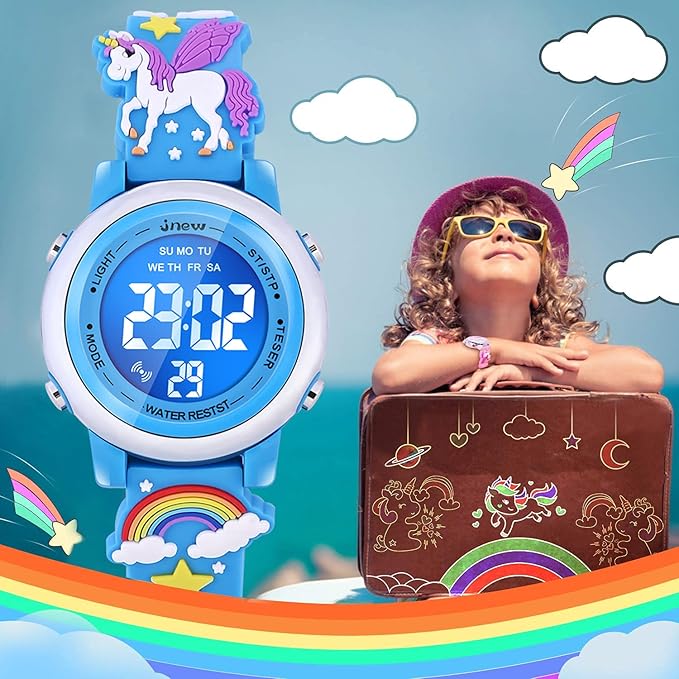 3D Cartoon Waterproof Watches for Girls with Alarm - Best Toys Gifts for Girls Age 3-12