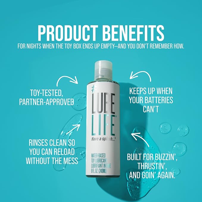 LUBELIFE Water Based Lube – Toy-Safe Personal Lubricant for Men, Women & Couples, Travel Size, Non-Staining, Easy Clean-Up, 8 Fl Oz