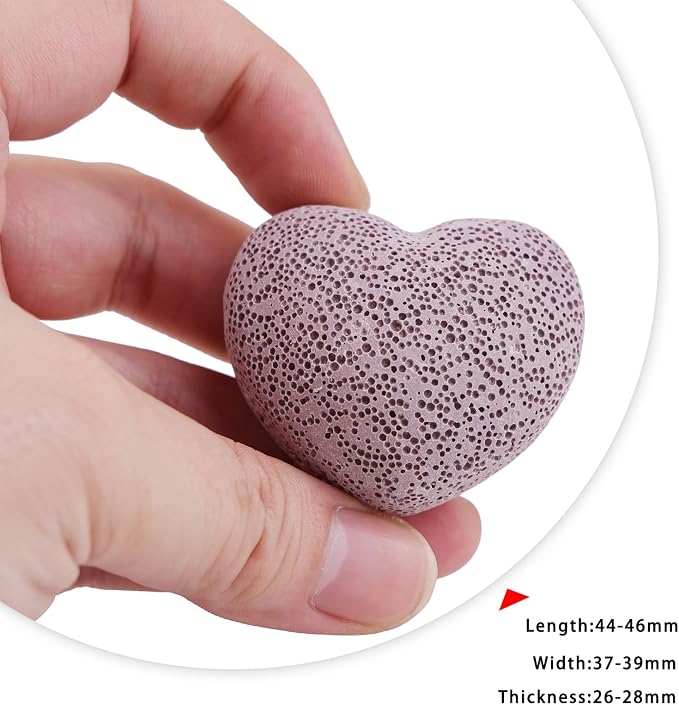 TUMBEELLUWA 2 PCS Purple Heart Shaped Lava Rocks for Essential Oils | 1.73 Inches Porous Oil Diffuser Stone, Aroma Diffuser for Home Office, Carved Heart Stone for Romantic Wedding Favor & Decor