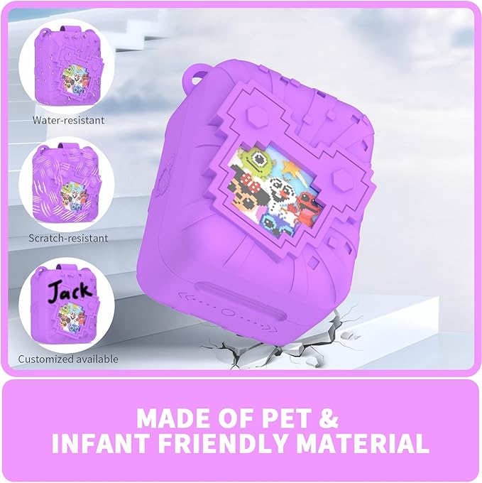 Soft Silicone Case for Bitzee Disney Interactive Toy Digital Pet, Shockproof and Protective Carrying Case for Bitzee Disney Virtual Electronic Pets with Lanyard (Light Purple)