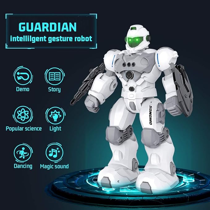 SONOMO Toys for 6-9 Year Old Boys, RC Robot Gifts for Kids Intelligent Programmable Robot (White)