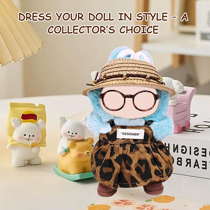 17cm Doll Clothes Set (6-Pcs Outfit), Stylish Clothing for Bunny Doll with Top, Pants, Shoes & Accessories, Just Clothes