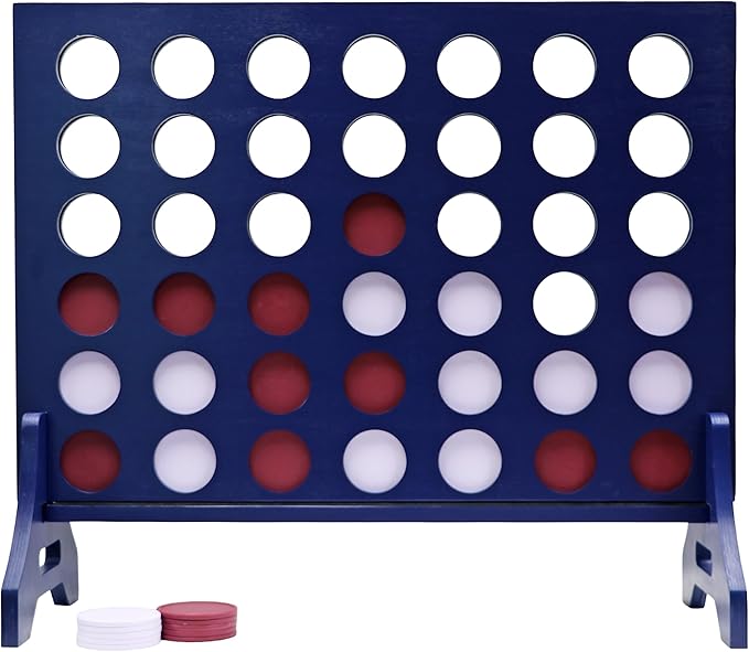 Tailgating Pros Premium Navy Giant Four in a Row with Carrying Case - Jumbo Oversized Outdoor Yard Game - Connect Multiple Pucks in a Row to Win - Many Puck Colors Available!