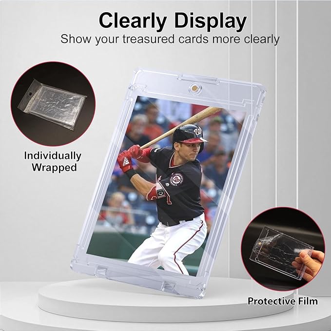 SAMYUCHO 100ct Magnetic Card Holder, 35pt One Card Touch Holders for Trading Cards, U-V Protection Card Display Case Protectors Sleeves Hard Plastic Cover for Sports Game