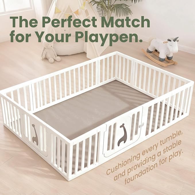 Extra Large 79"×158" Baby Play Mat for Floor,1.3" Thick Elasti Foam Playroom Mat for Toddler,Infant,Kids,Ultra Soft Velvet Classroom Rug,Non Slip Backing Safe for Crawling&Tummy Time(Beige)