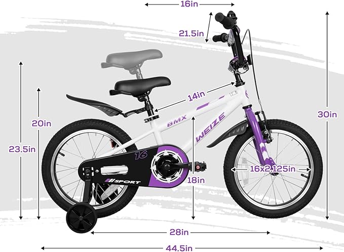 WEIZE Kids Bike,14 16 20 Inch Children Bicycle for Boys Girls Ages 3-12 Years Old, Rider Height 32-60 Inch, Coaster Brake, Multiple Color Options