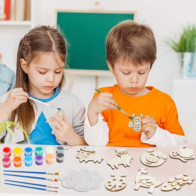 Glintoper 30 Wooden Magnet Painting Craft Kit, Paint Your Own Easter Art and Craft Supplies, Basket Stuffers Party Favors for Boys Girls, Classroom Prize Goodie Bag Gifts for Kids 4-8