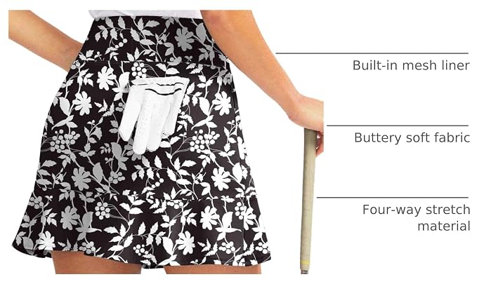16" Golf Skorts for Women with 5 Pockets | Athletic, Tennis Skirt, High Waisted, Pickleball, Travel, Casual, Lightweight, Ruffle Summer Skirt, with Shorts