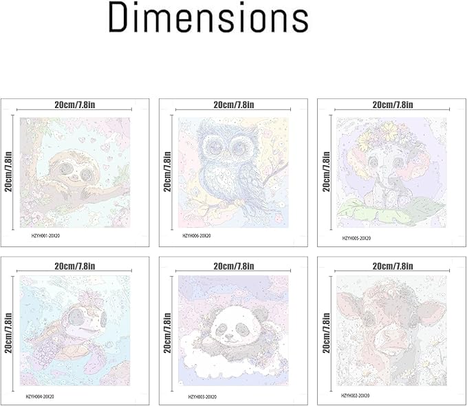 VividMeng 6 Pack Cartoon Paint by Numbers Kit for Kids Framed Canvas, Animals Paint by Number for Kids Ages 4-8-12, DIY Easy Acrylic Painting Kits for Home Wall Decor and Gift (8X8inch)